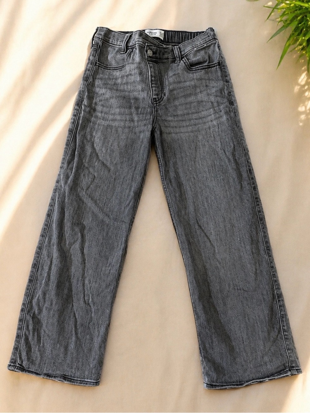 abercrombie kids Gray Wide-Leg Jeans